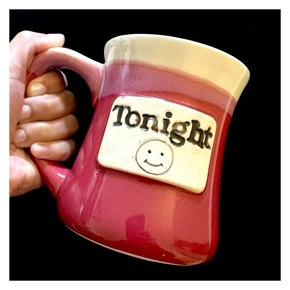 Vintage “Tonight / Not Tonight” Reversible Pottery Coffee Mug. - Picture 2 of 9